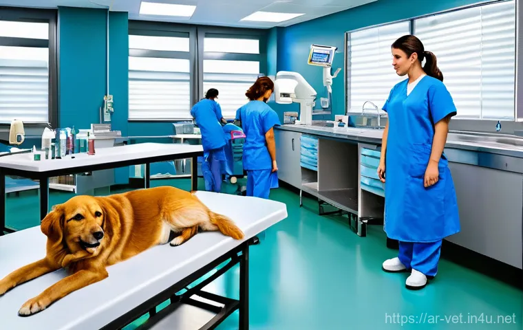 수의학 전공자 대학 선택 가이드 - **Prompt 1: Modern University Veterinary Teaching Hospital** "A highly detailed, realistic image...