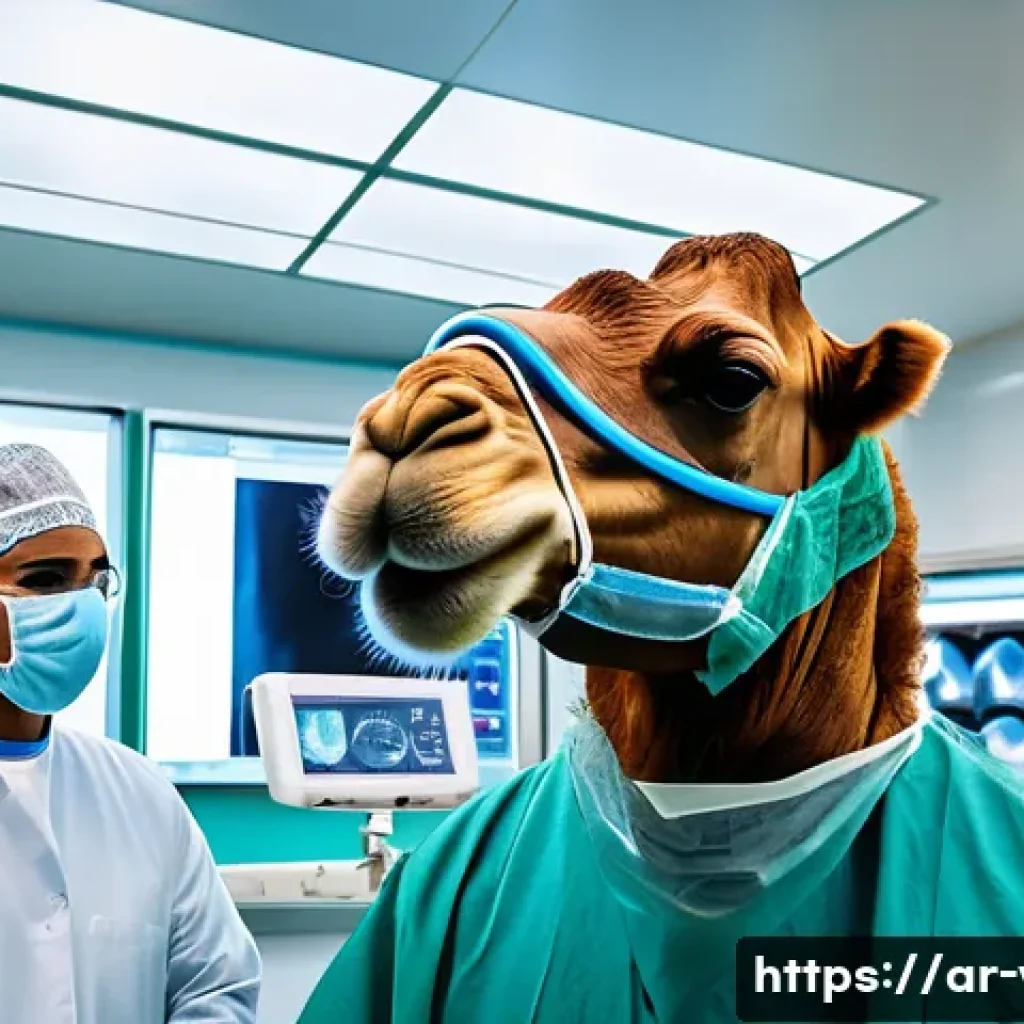 수의학 세부 전공 선택 방법 - A detailed veterinary surgery scene in a modern clinic in Saudi Arabia, featuring a skilled veterina...