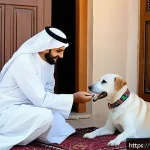 반려동물 치과 진료 사례 - A warm, culturally rich scene of an Arab family caring for their small dog&rsquo;s dental hygiene at home,...